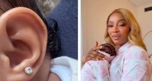 Toke Makinwa buys daughter diamond earrings Toke Makinwa gifts daughter diamond earrings