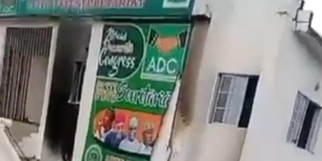 Hoodlums set ablaze ADC Ekiti Secretariat Hoodlums set ablaze ADC Ekiti Secretariat