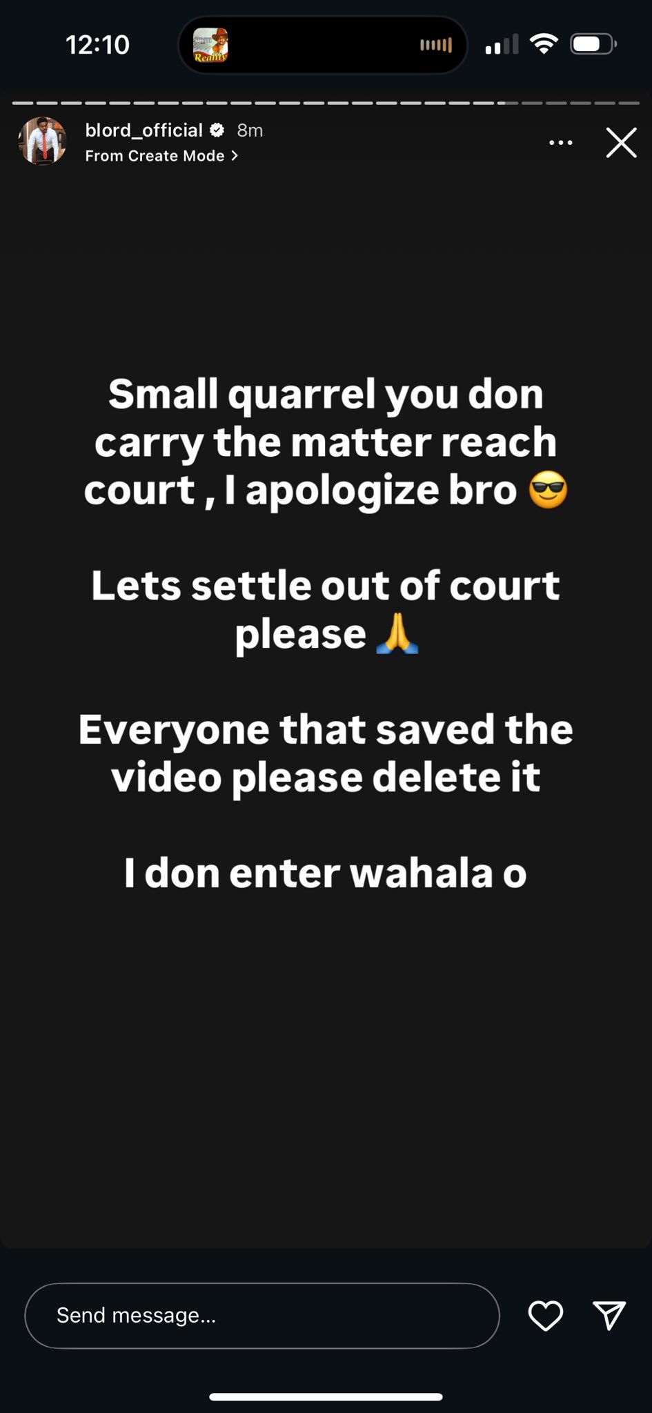 Blord replies sarcastically to VDM's legal threat