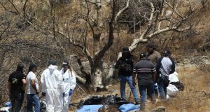 48 bags with human remains found in grave 48 bags with human remains found in grave