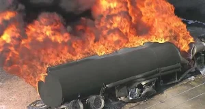 Just In: Many feared de.ad in Abeokuta–Sagamu highway tanker fire TANKER FIRE
