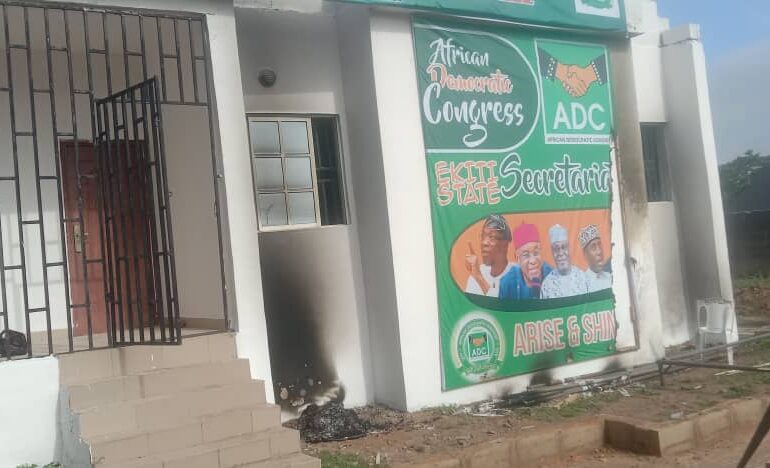 Hoodlums set ablaze ADC Ekiti Secretariat