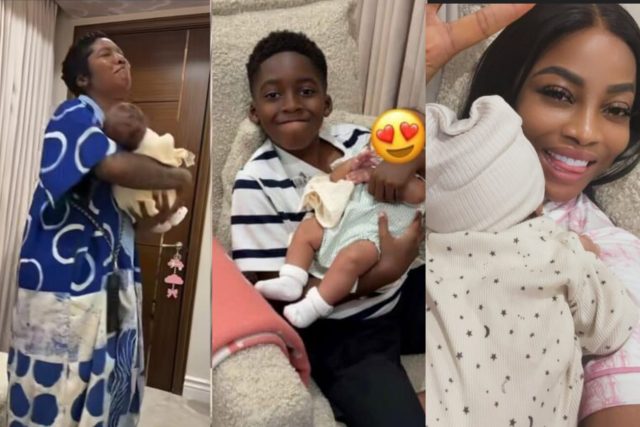 Tiwa Savage, Jamil visit new mum, Toke Makinwa