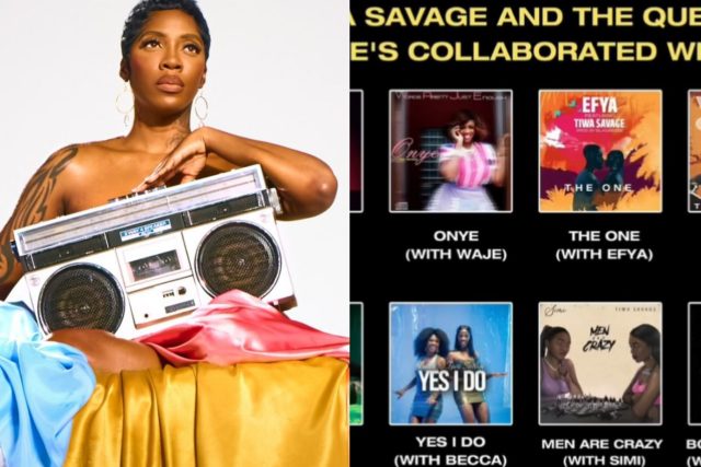 Tiwa Savage shuts down claim of not supporting female artistes with proof Tiwa Savage shuts down claim of not supporting female artistes with proof