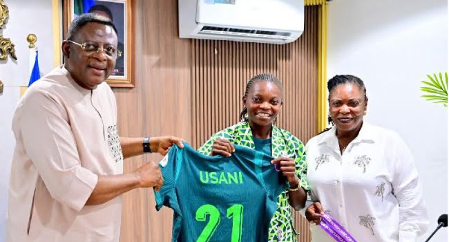 Governor Bassey Otu rewards Super Falcons' Miracle Usani with N50m, land, others 1 Governor Bassey Otu rewards Super Falcons' Miracle Usani with N50m, land, others
