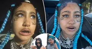 North West debuts faux septum piercing, face tattoos North West debuts faux septum piercing, face tattoos