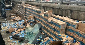 Photos: Policeman, others d!e in Lagos-Ibadan Expressway multiple-truck crash