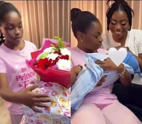 Imade bonds with Priscilla Ojo's baby, Rakeem 