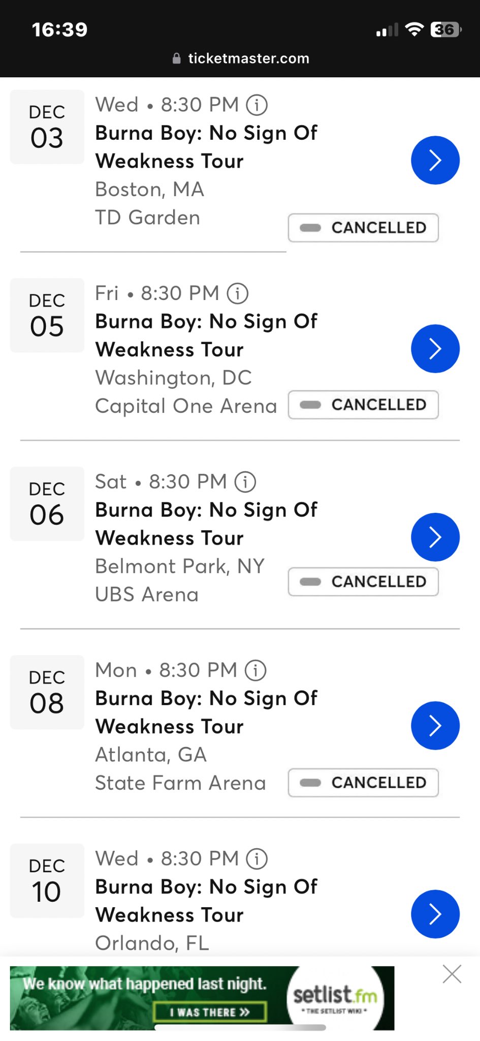 Burna Boy cancels five shows from album tour