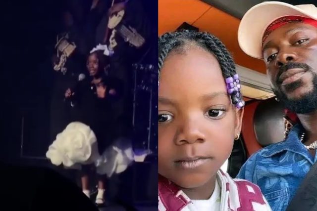 Moment Adekunle Gold's daughter, Adejare introduces him at concert Moment Adekunle Gold's daughter, Adejare introduces him at concert