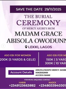Mercy Aigbe announces burial date for late mum 1