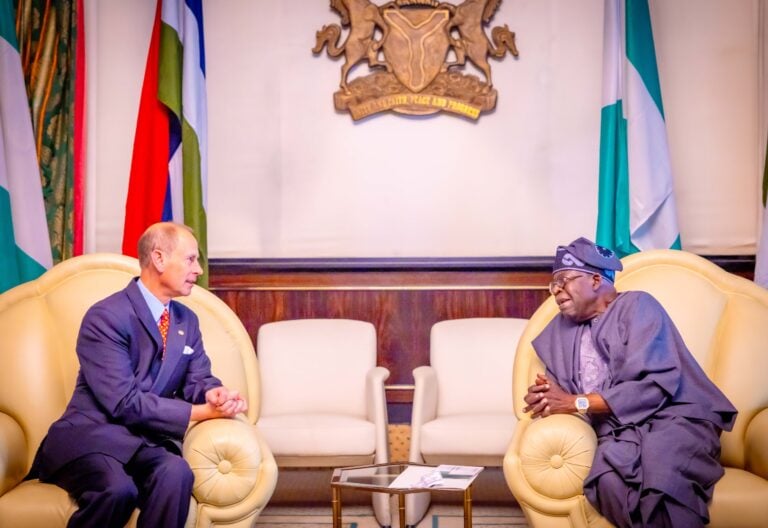 President Tinubu welcomes Duke of Edinburgh at State House