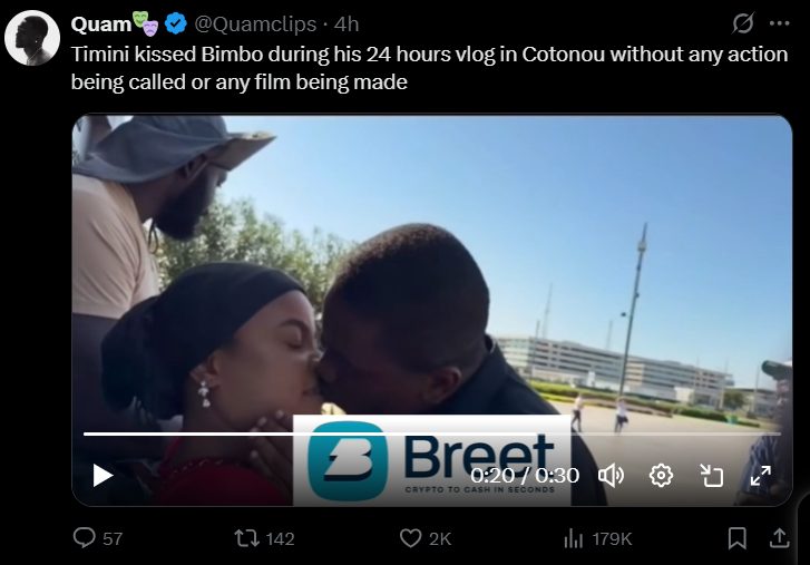 Timini & Bimbo Ademoye kiss