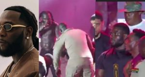 Burna Boy hails fan who jumped on stage to give him money Burna Boy hails fan who jumped on stage to give him money