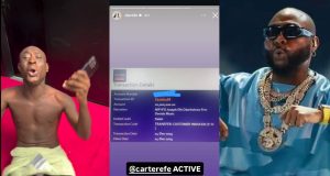 Carter Efe goes wild as Davido sends him N20m Carter Efe goes wild as Davido sends him N20m