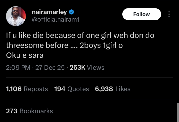 Naira Marley drops cryptic tweet amid rumours of Wunmi's pregnancy 