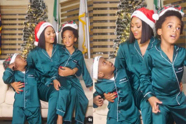 Regina Daniels celebrates Christmas, sharing throwback with her kids