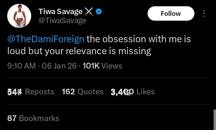 Tiwa Savage warns X influencer over post about her son
