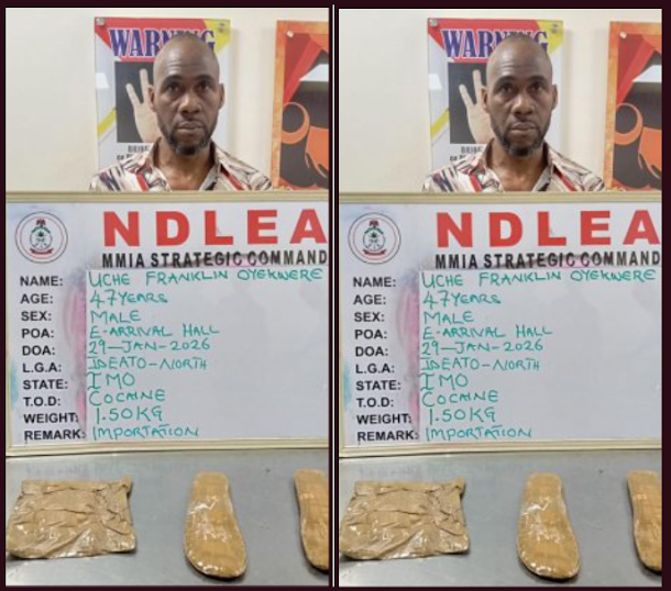 NDLEA arrests businessman with Cocaine hidden in private parts at Lagos airport NDLEA arrests businessman with Cocaine hidden in private parts at Lagos airport
