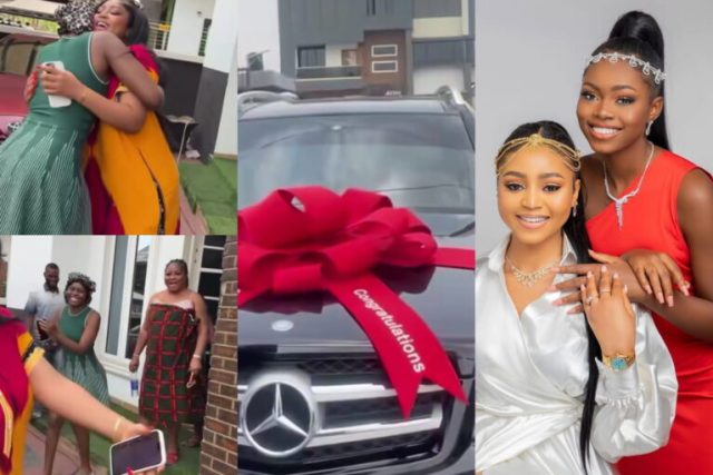 Regina Daniels gifts her younger sister a Mercedes-Benz