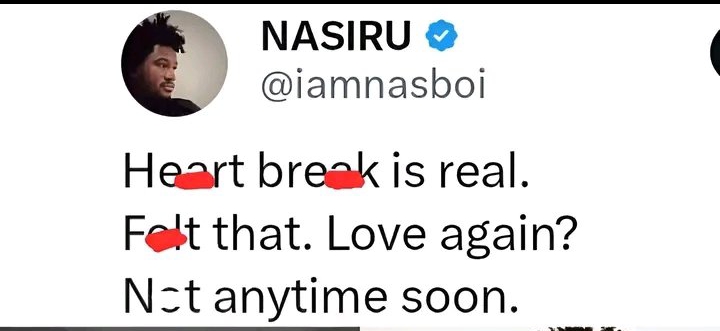 I may not love anytime soon - Nasboi decries heartbreak