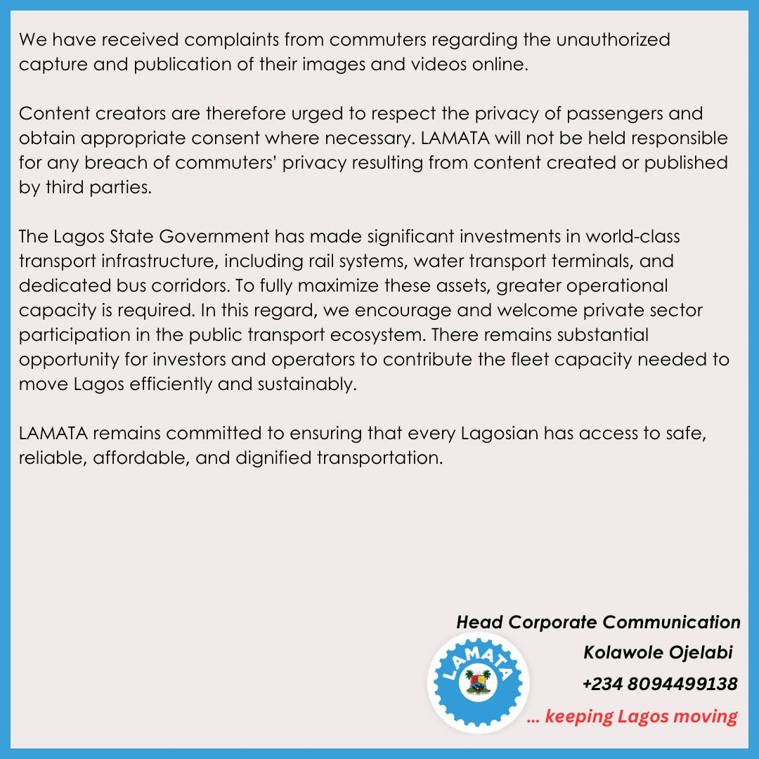 LAMATA responds to TikToker's BRT harassment claims