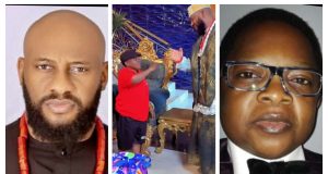 My senior brother is here”-Yul Edochie excited as Chinedu Ikedieze visits his movie set