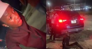 Samuel Banks captures beggar who stoned his car in Lekki Samuel Banks captures beggar who stoned his car in Lekki