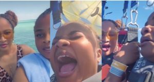 Bimbo Ademoye swears off adventures after terrifying Para-Sailing with Adesua