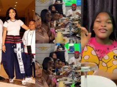 Tonto Dikeh and ex Olakunle Churchill once again reunite for stepdaughter’s farewell dinner