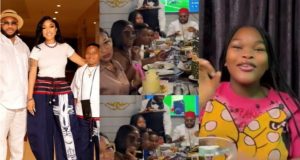 Tonto Dikeh and ex Olakunle Churchill once again reunite for stepdaughter’s farewell dinner