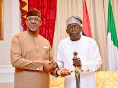 Governor Dapo Abiodun presents “Sword of Jagaban” to Tinubu Governor Dapo Abiodun presents "Sword of Jagaban" to Tinubu