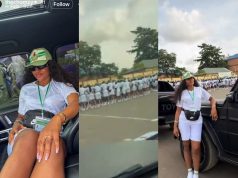 Reactions as Chomzy chills in her car while Corps members parade Reactions as Chomzy chills in her car while Corps members parade