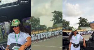 Reactions as Chomzy chills in her car while Corps members parade Reactions as Chomzy chills in her car while Corps members parade