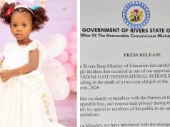 Rivers government suspends school over de.ath of two-year-old pupil Rivers government suspends school over de.ath of two-year-old pupil