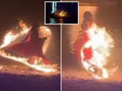 Terrifying video shows moment dancer is engulfed in flames during zoo performance
