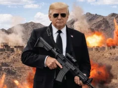 Trump holds machine gun in bizarre ‘no more Mr Nice Guy’ threat to Iran Trump holds machine gun in bizarre ‘no more Mr Nice Guy’ threat to Iran