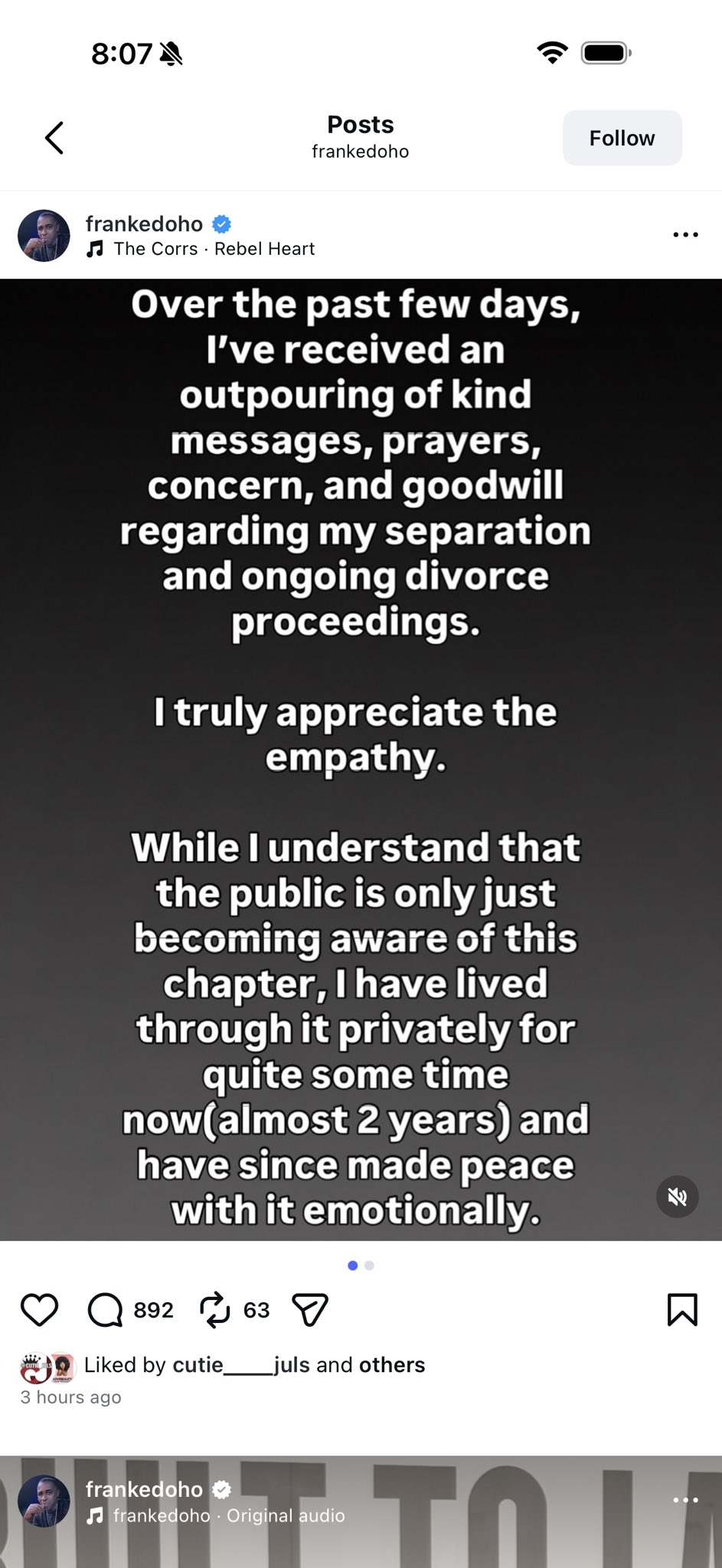 Frank Edoho breaks silence after allegations between Chike and ex-wife