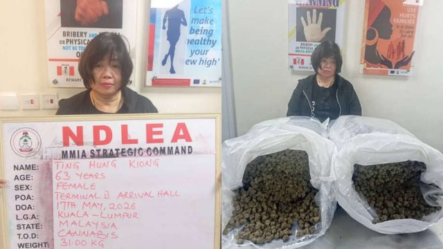 63-year-old Chinese female arrested at Lagos airport