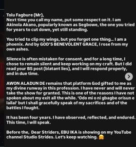 Akinola Akano calls out Tolu Fagbure 