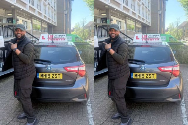 Damola Olatunji celebrates passing driving test