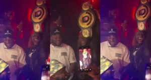 Carter Efe celebrates with Davido at the club Carter Efe celebrates Portable’s win with Davidk at the club