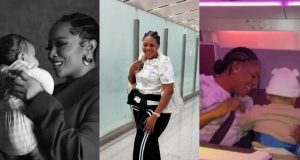 Toke Makinwa flies long-time housekeeper turned Nanny to London Toke Makinwa flies Nanny to London in upper-class ticket
