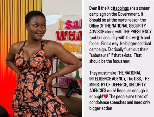 Kehinde Bankole demands action over kidnappings Kehinde Bankole demands action over kidnappings