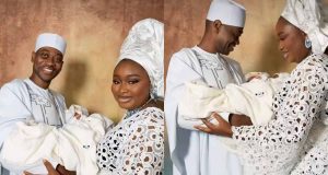 Between Lateef Adedimeji, Mo Bimpe & their triplets Arsenal: BETWEEN Lateef Adedimeji & wife, Mo Bimpe