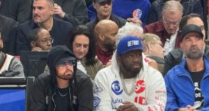 Eminem and 50 Cent spotted together at NBA playoff game 50 Cent and Eminem bring back errly 2000s vibes in Detroit