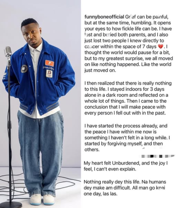I want to make peace with everyone - Funnybone says