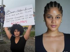Rising Insecurity: Shine Rosman takes protest to the street Rising Insecurity: Shine Rosman protests with placard