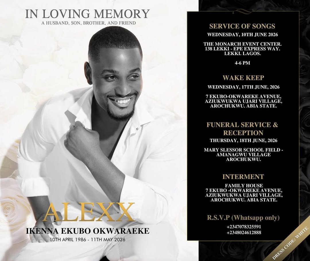 Alex Ekubo’s family releases funeral arrangements