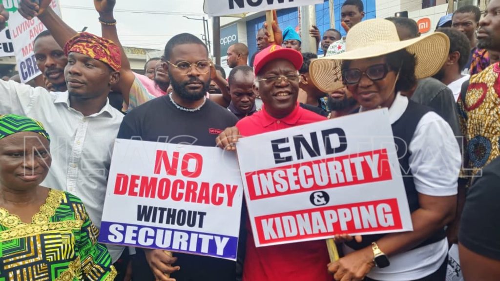 Femi Falana, Falz join Lagos protest against bad governance